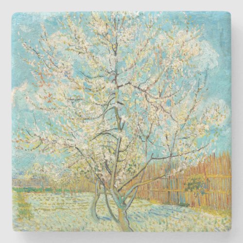 Vincent van Gogh _ Pink Peach Tree in Blossom Stone Coaster