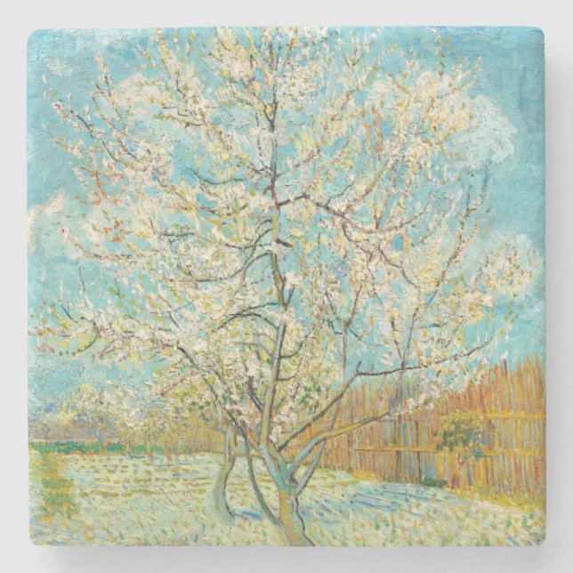 Vincent van Gogh - Pink Peach Tree in Blossom Stone Coaster (Front)