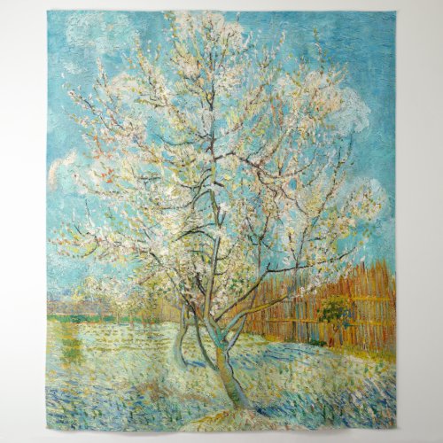 Vincent van Gogh _ Pink Peach Tree in Blossom Tapestry