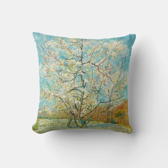 Vincent van Gogh - Pink Peach Tree in Blossom Throw Pillow (Front)