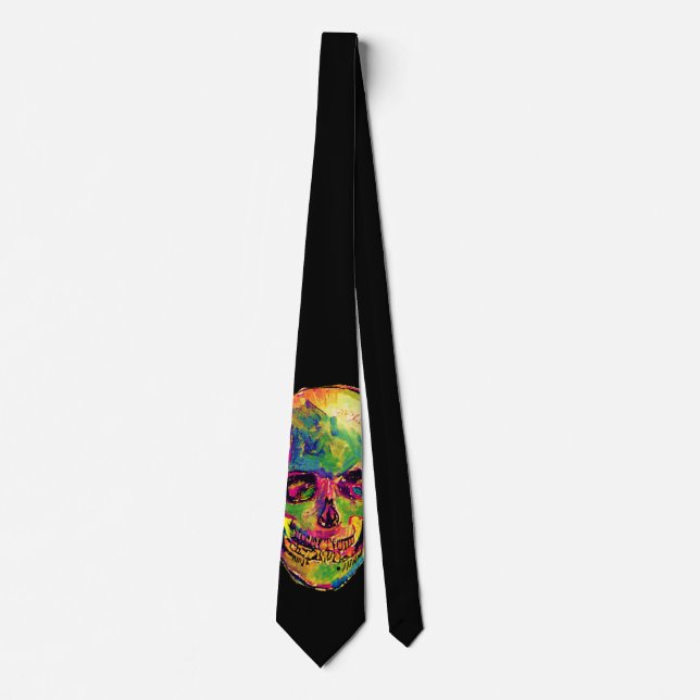 Vincent Van Gogh - Pop Art Halloween Skull Neck Tie (Front)