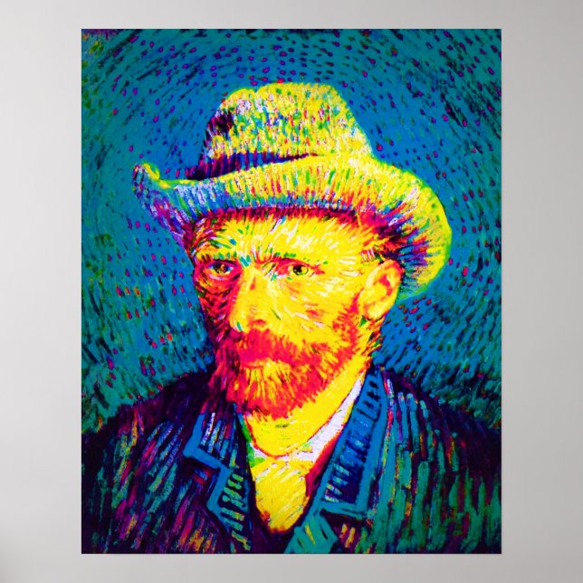Vincent Van Gogh - Pop Art Self Portrait With Hat Poster (Front)