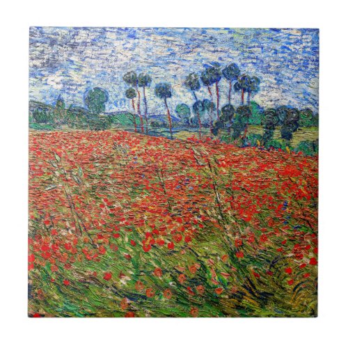 Vincent van Gogh _ Poppy Field Ceramic Tile
