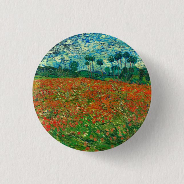 Vincent Van Gogh Poppy Field Fine Art Button (Front)