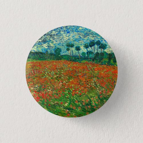 Vincent Van Gogh Poppy Field Fine Art Button