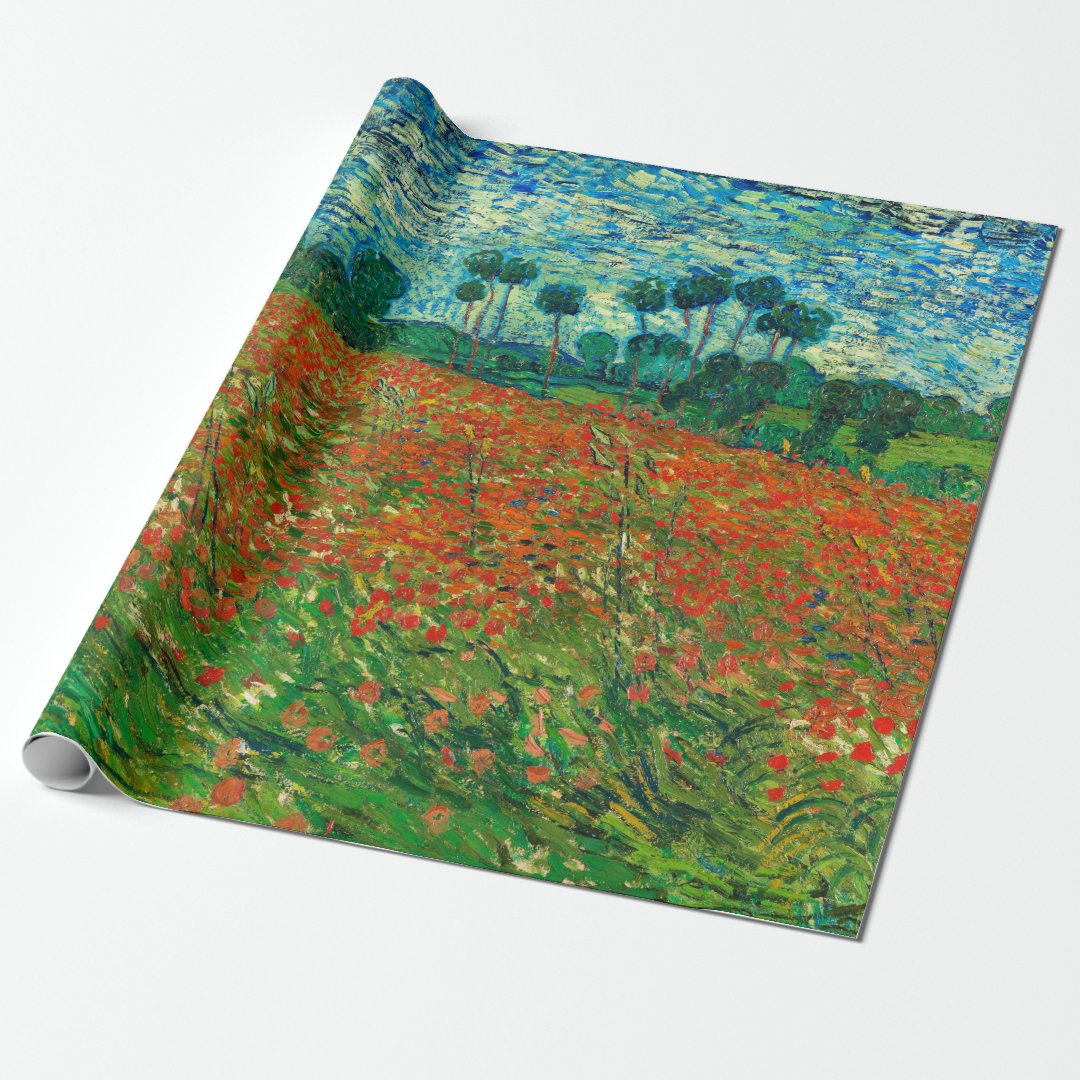 Vincent Van Gogh Poppy Field Fine Art Wrapping Paper Zazzle
