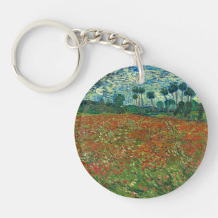 Vincent Van Gogh Poppy Field Floral Vintage Art Keychain