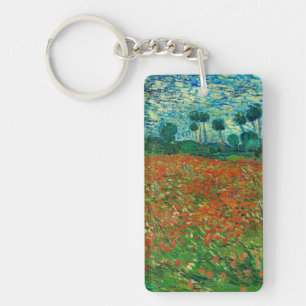Vincent Van Gogh Poppy Field Floral Vintage Art Keychain