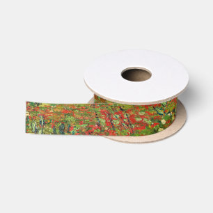 Vincent Van Gogh Poppy Field Floral Vintage Art Satin Ribbon