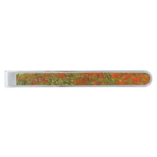 Vincent Van Gogh Poppy Field Floral Vintage Art Silver Finish Tie Clip