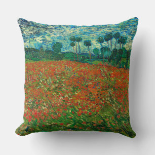 Vincent Van Gogh Poppy Field Floral Vintage Art Throw Pillow