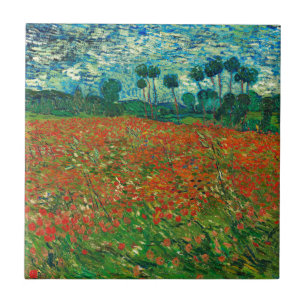 Vincent Van Gogh Poppy Field Floral Vintage Art Tile