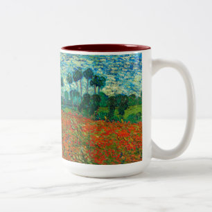 Vincent Van Gogh Poppy Field Floral Vintage Art Two-Tone Coffee Mug