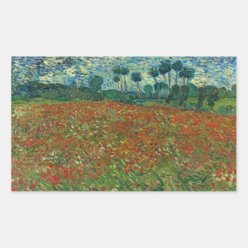 Vincent van Gogh _ Poppy Field Rectangular Sticker