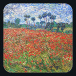 Vincent van Gogh - Poppy Field Square Sticker<br><div class="desc">Poppy Field - Vincent van Gogh,  Oil on Canvas,  1890 in Auvers-sur-Oise</div>