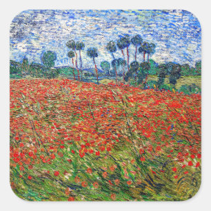 Vincent van Gogh - Poppy Field Square Sticker