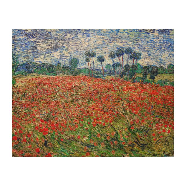 Vincent van Gogh - Poppy Field Wood Wall Art (Front)