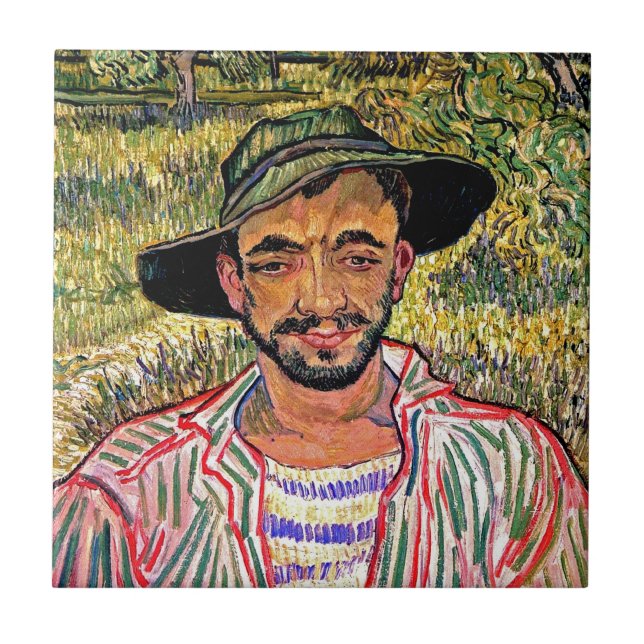 Vincent Van Gogh - Portrait Of A Young Peasant Ceramic Tile (Front)
