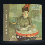 Vincent van Gogh - Portrait of Agostina Segatori Binder<br><div class="desc">Agostina Segatori Sitting in the Cafe du Tambourin (1887) by Vincent van Gogh is a vintage Post Impressionism fine art portrait painting. A woman sitting at a table smoking a cigarette and drinking a draft beer, pression formidable. She was the owner of the Cafe Tambourin, a cabaret (a restaurant or...</div>