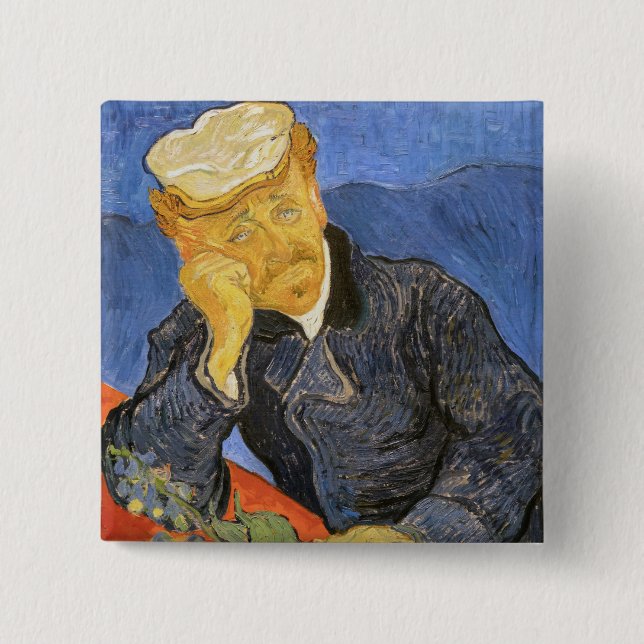 Vincent Van Gogh - Portrait of Doctor Paul Gachet Button (Front)