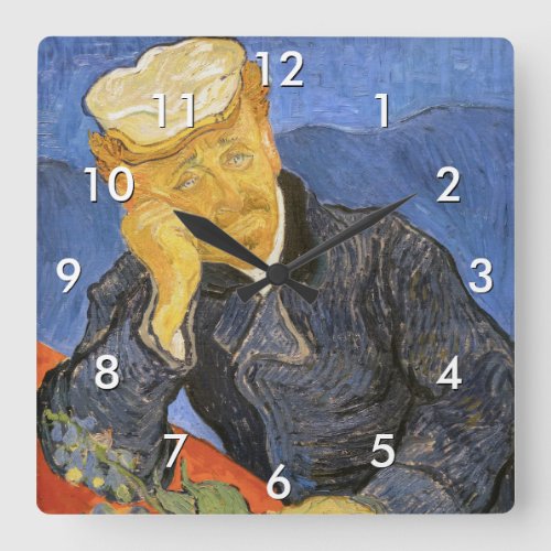 Vincent Van Gogh _ Portrait of Doctor Paul Gachet Square Wall Clock