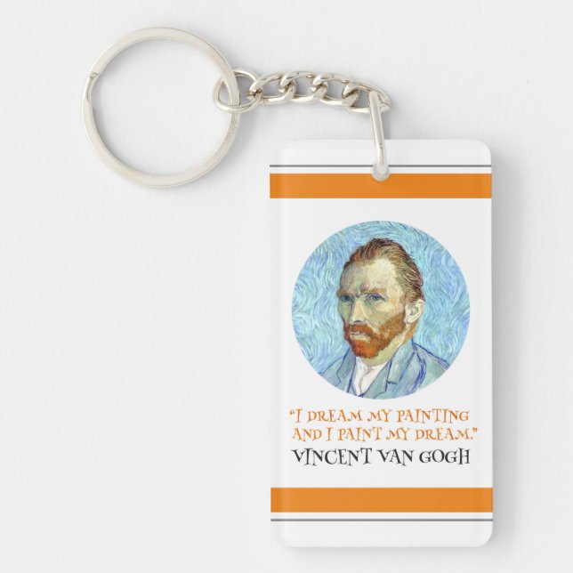 Vincent Van Gogh Portrait with Quote Keychain (Front)