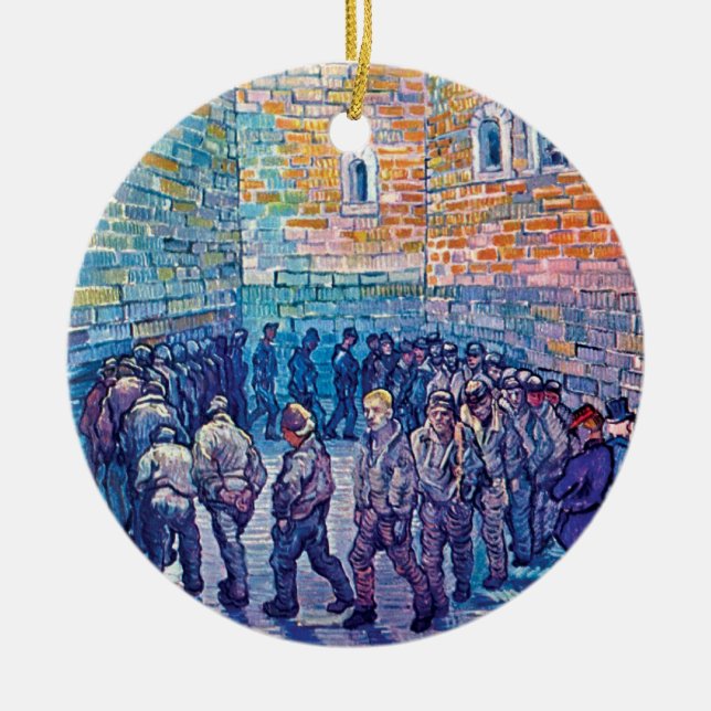 Vincent Van Gogh - Prisoners Walking The Round Ceramic Ornament (Front)