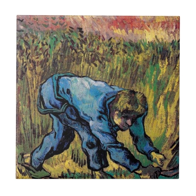 Vincent Van Gogh - Reaper With Sickle - Fine Art Ceramic Tile (Front)