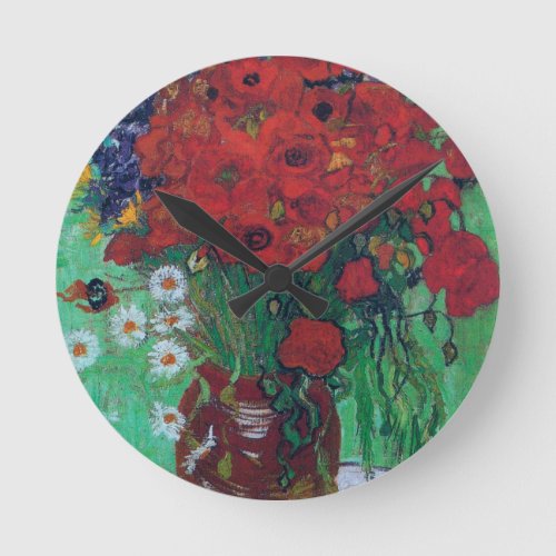 Vincent Van Gogh _ Red Poppies and Daisies Round Clock