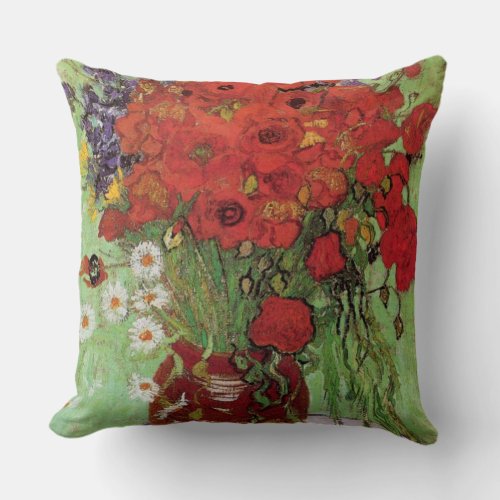 Vincent van Gogh_Red Poppies and Daisies Throw Pillow
