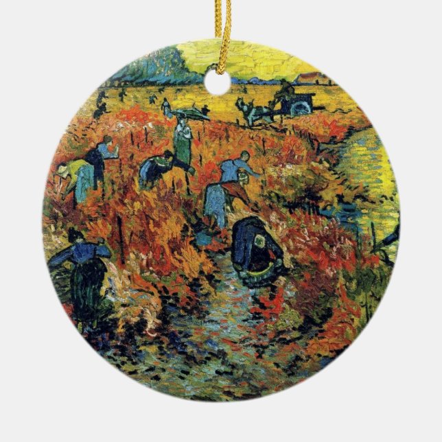 Vincent Van Gogh - Red Vineyard At Arles Painting Ceramic Ornament (Front)
