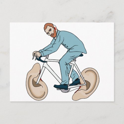 Vincent Van Gogh Riding Bike With Severed Left Ear Postcard