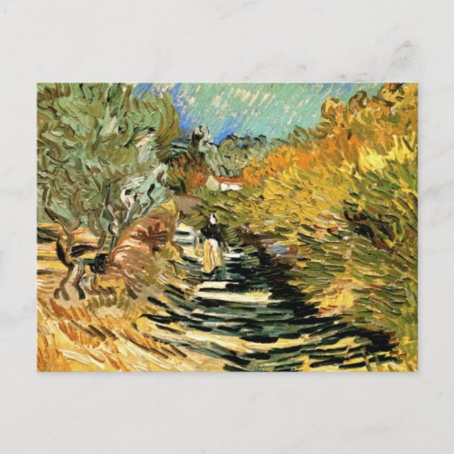Vincent van Gogh Road at Saint-Remy, Female Figure Postcard (Front)