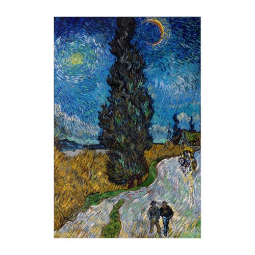 Vincent van Gogh _ Road with Cypress and Star Acrylic Print
