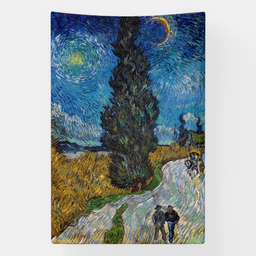 Vincent van Gogh _ Road with Cypress and Star Banner