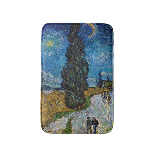 Vincent van Gogh _ Road with Cypress and Star Bath Mat