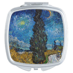 Vincent van Gogh - Road with Cypress and Star Compact Mirror