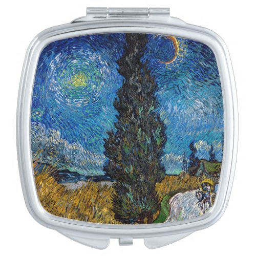 Vincent van Gogh _ Road with Cypress and Star Compact Mirror