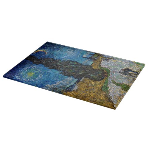 Vincent van Gogh _ Road with Cypress and Star Cutting Board