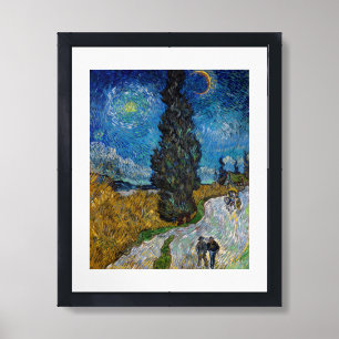 Vincent van Gogh - Road with Cypress and Star Framed Art