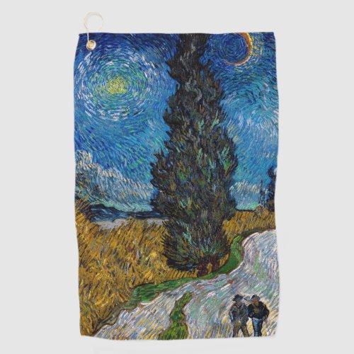 Vincent van Gogh _ Road with Cypress and Star Golf Towel