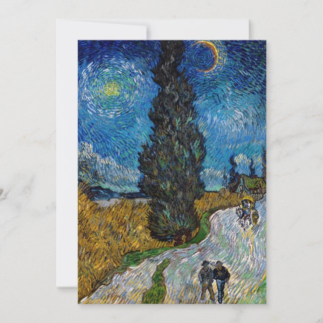 Vincent van Gogh - Road with Cypress and Star Invitation (Front)