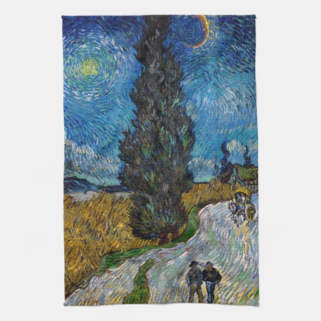 Vincent van Gogh - Road with Cypress and Star Kitchen Towel (Vertical)