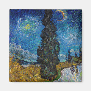 Vincent van Gogh - Road with Cypress and Star Magnet