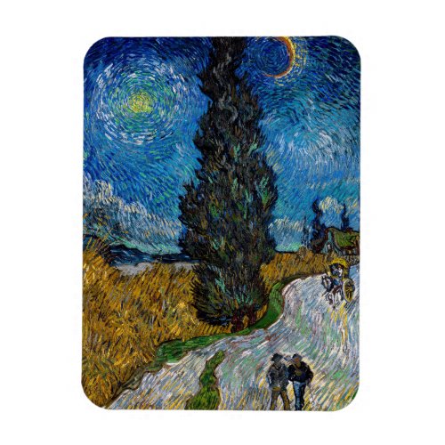 Vincent van Gogh _ Road with Cypress and Star Magnet