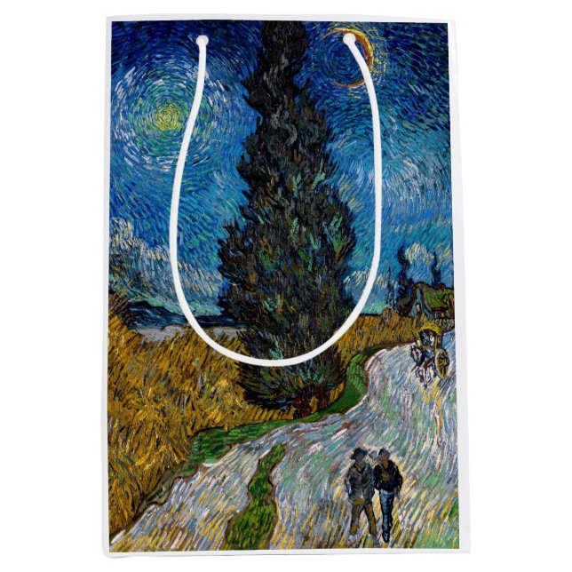 Vincent van Gogh - Road with Cypress and Star Medium Gift Bag (Front)