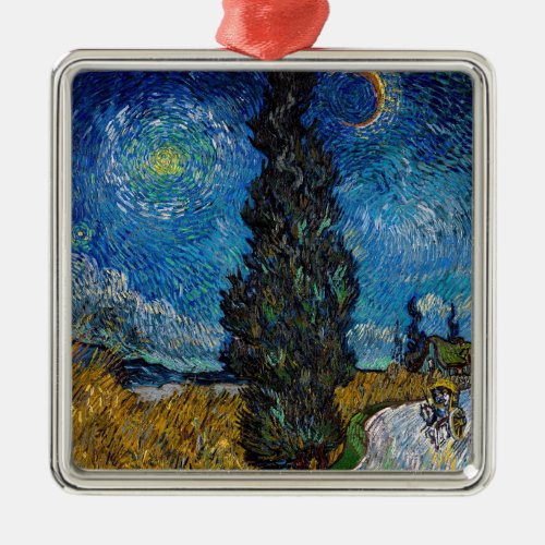 Vincent van Gogh _ Road with Cypress and Star Metal Ornament