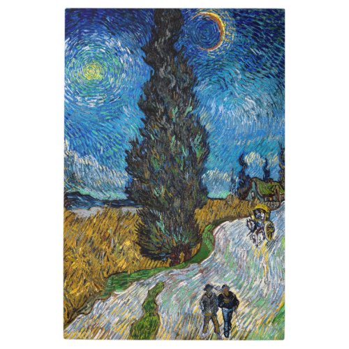 Vincent van Gogh _ Road with Cypress and Star Metal Print