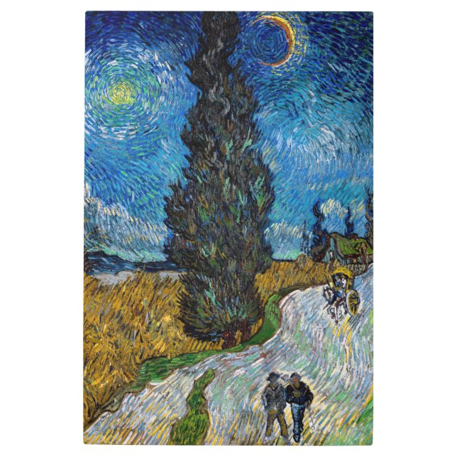 Vincent van Gogh - Road with Cypress and Star Metal Print (Front)