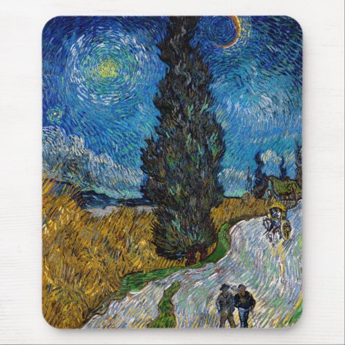 Vincent van Gogh _ Road with Cypress and Star Mouse Pad